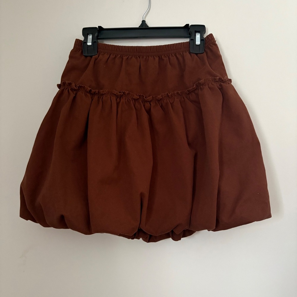 Hanna Andersson Girls Brown Bubble‎ Skirt Tiered Ruffle Cotton Size 130 US 8